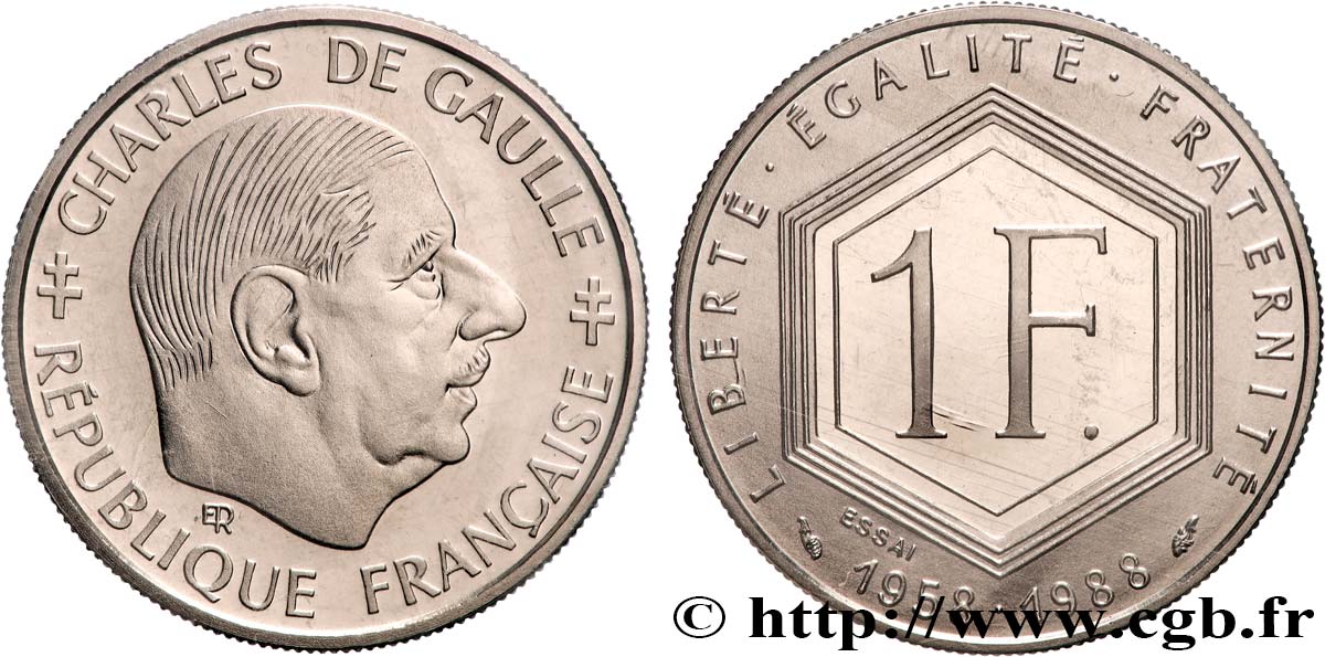 Essai de 1 franc De Gaulle 1988 Pessac F.227/1 FDC 