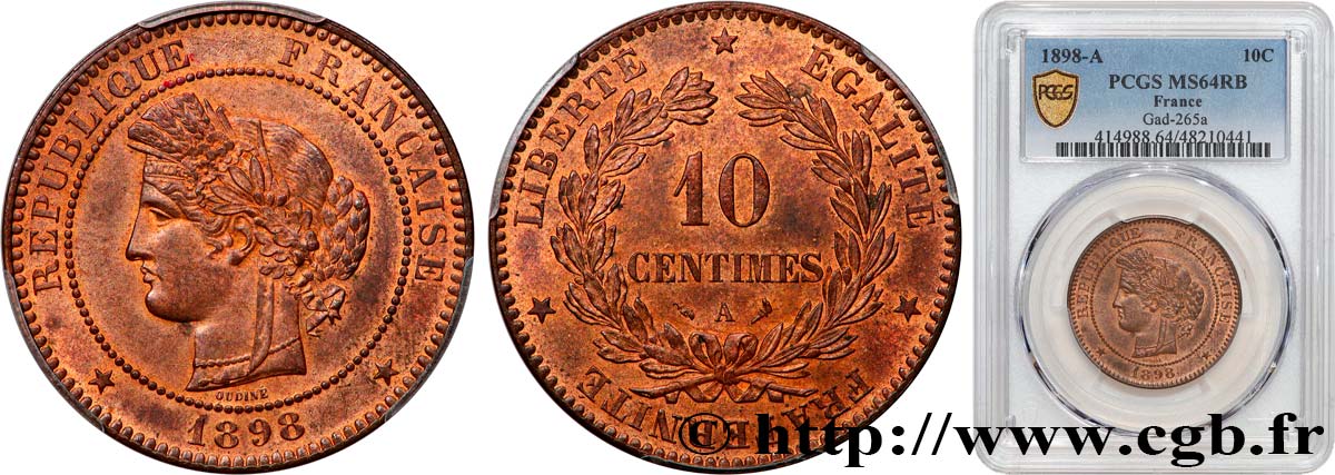 10 centimes Cérès 1898 Paris F.135/45 SPL64 PCGS