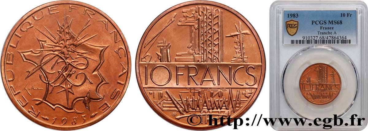 10 francs Mathieu, tranche B 1983 Pessac F.365/11 ST68 PCGS