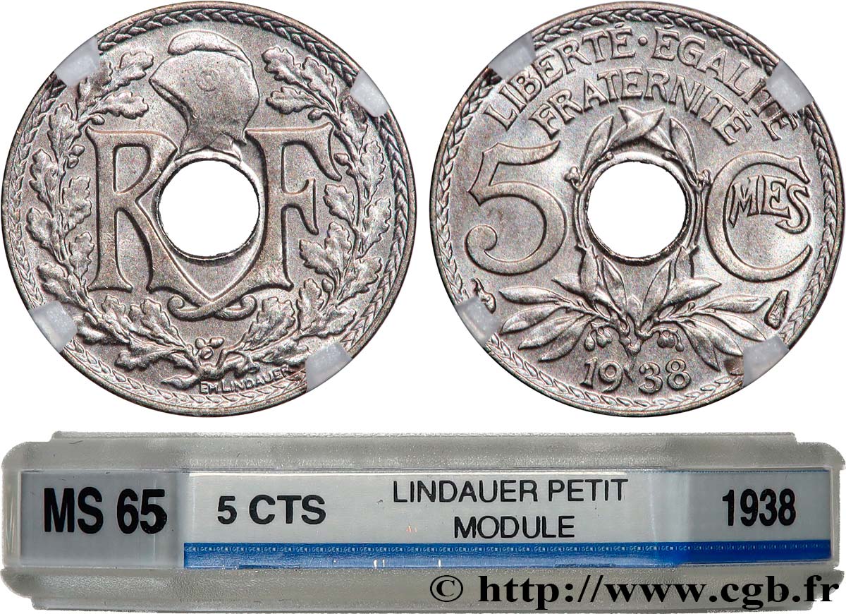 5 centimes Lindauer, petit module 1938 Paris F.122/21 FDC65 GENI