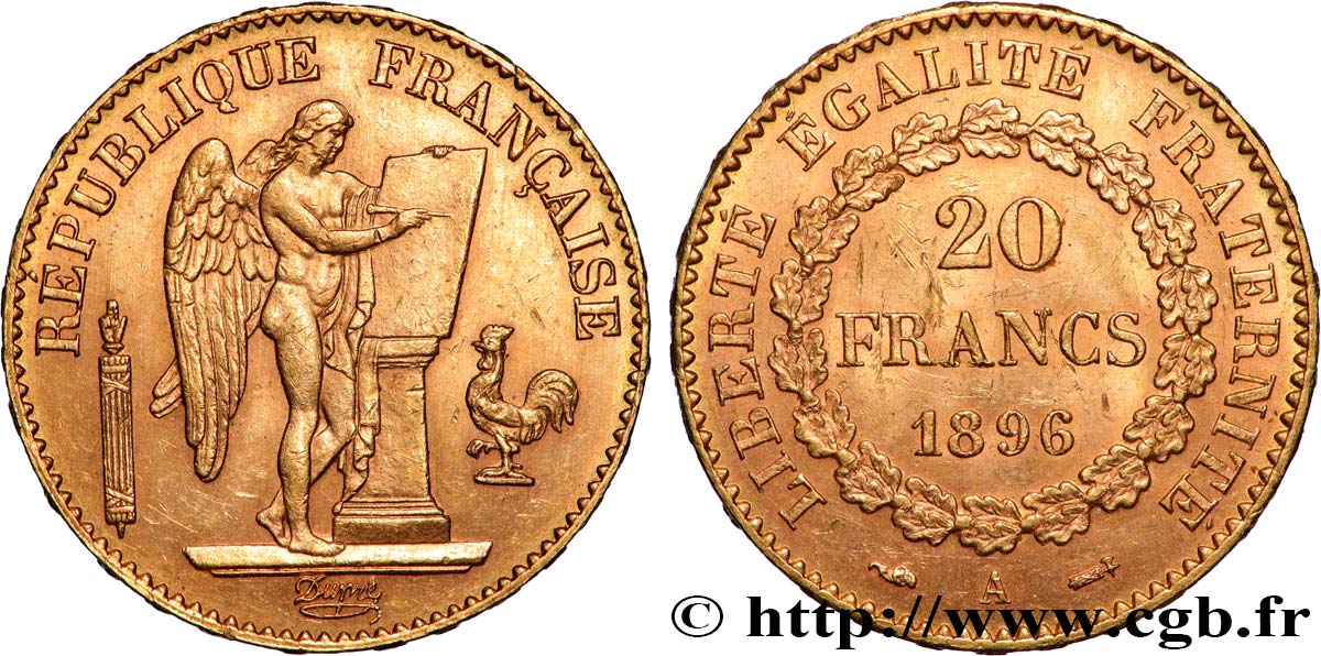20 francs or Génie, Troisième République 1896 Paris F.533/20 fVZ 