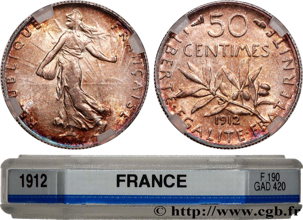 50 centimes Semeuse 1912 Paris F.190/19 FDC65 GENI
