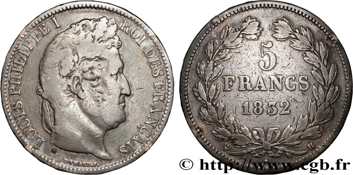 5 francs, Ier type Domard, hybride 1832 La Rochelle F.323/2 TB 