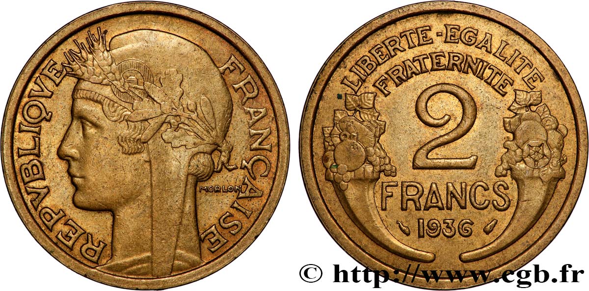 2 francs Morlon 1936  F.268/9 VZ+ 