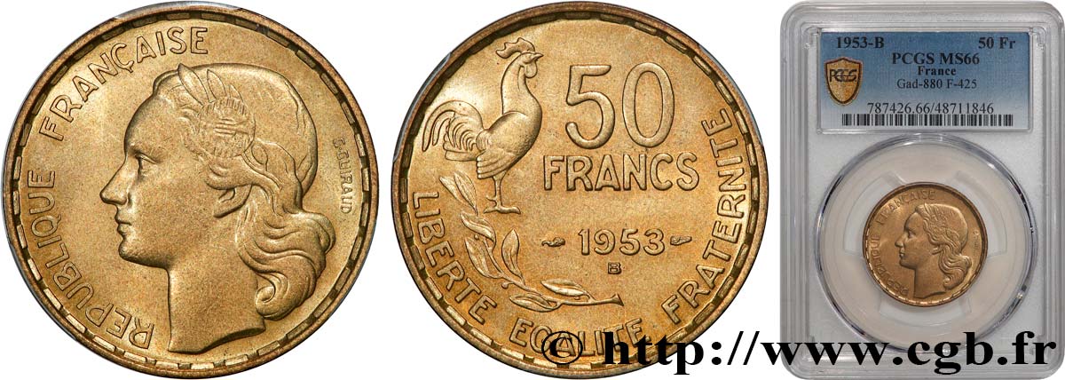 50 francs Guiraud 1953 Beaumont-le-Roger F.425/11 MS66 PCGS