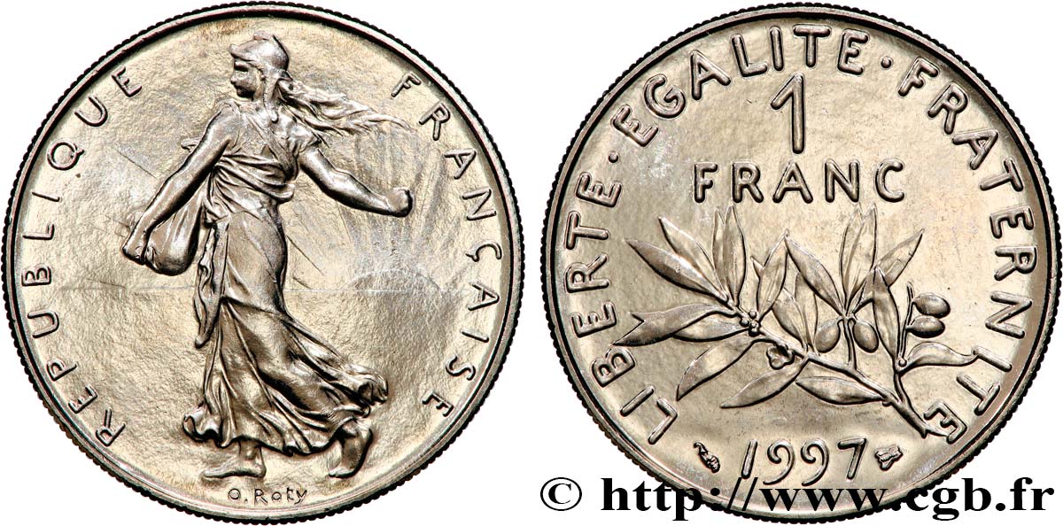 1 franc Semeuse, nickel, BE (Belle Épreuve) 1997 Pessac F.226/45 var. MS