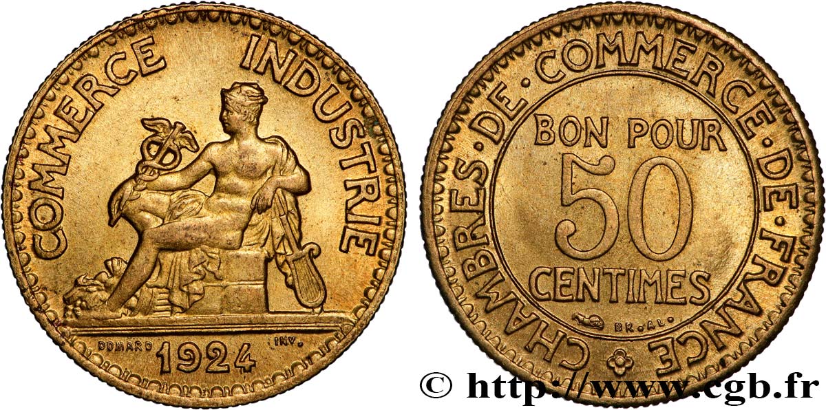 50 centimes Chambres de Commerce 1924 Paris F.191/6 MS