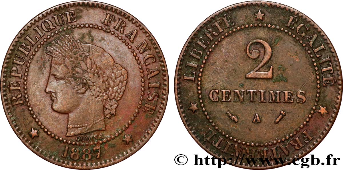 2 centimes Cérès 1887 Paris F.109/13 TTB
