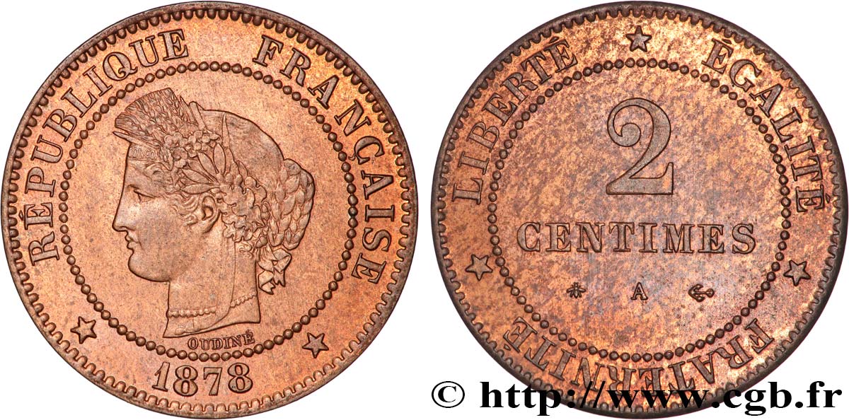 2 centimes Cérès 1878 Paris F.109/3 SUP58