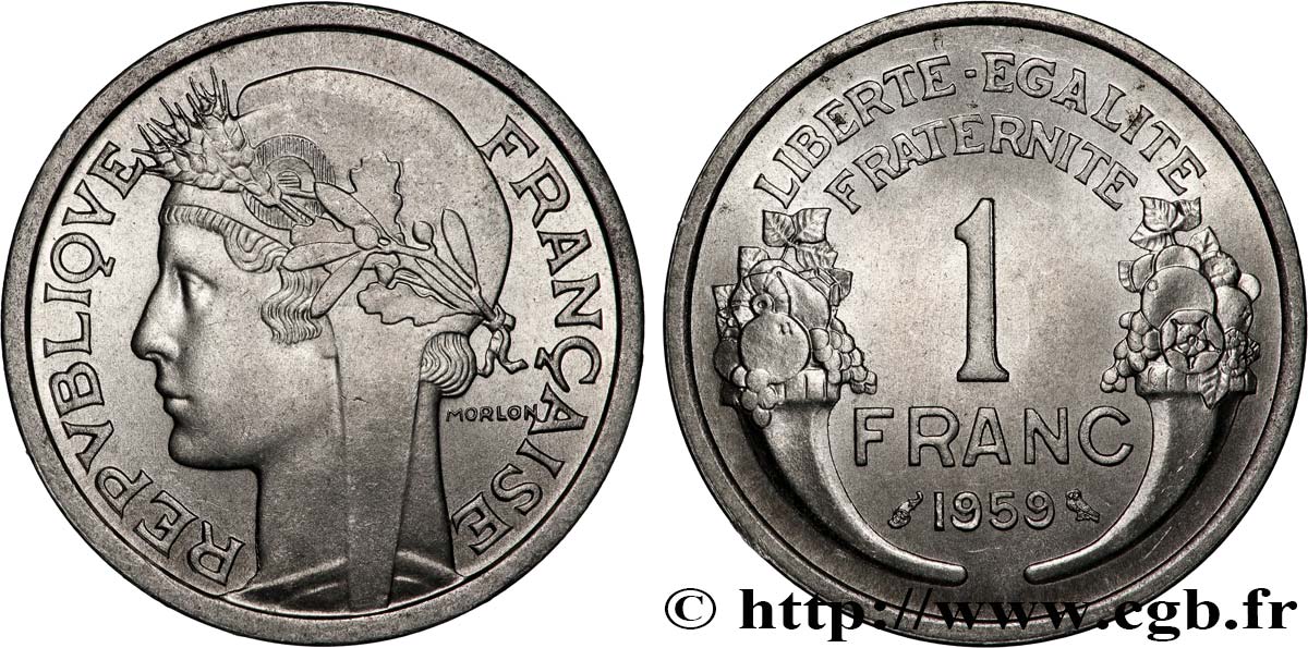 1 franc Morlon, légère 1959 F.221/23 MS64