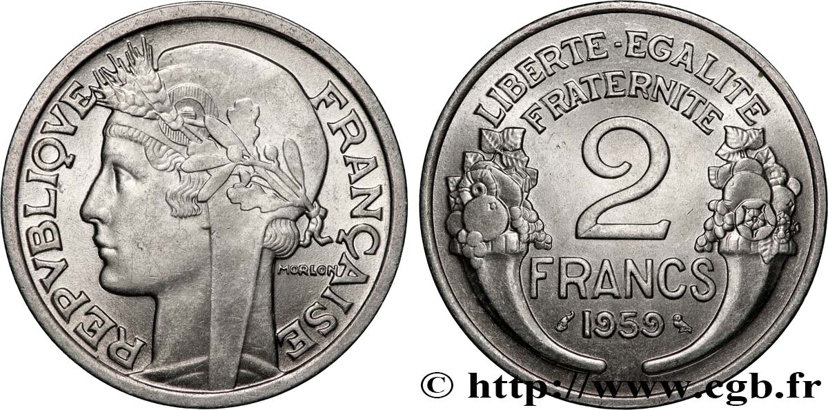 2 francs Morlon, aluminium 1959 F.269/19 SUP+
