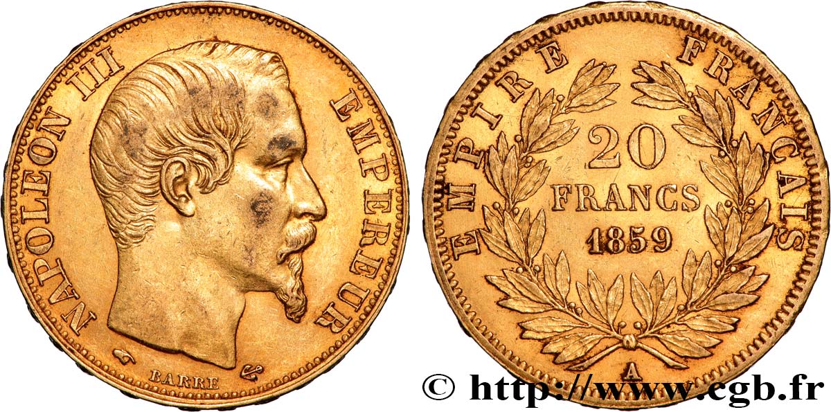 20 francs or Napoléon III, tête nue 1859 Paris F.531/15 TTB+