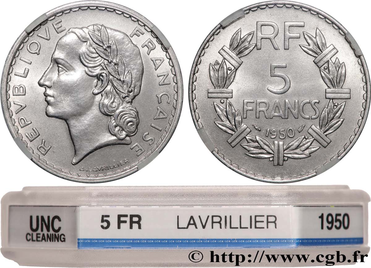 5 francs Lavrillier, aluminium 1950 F.339/20 SUP+ GENI