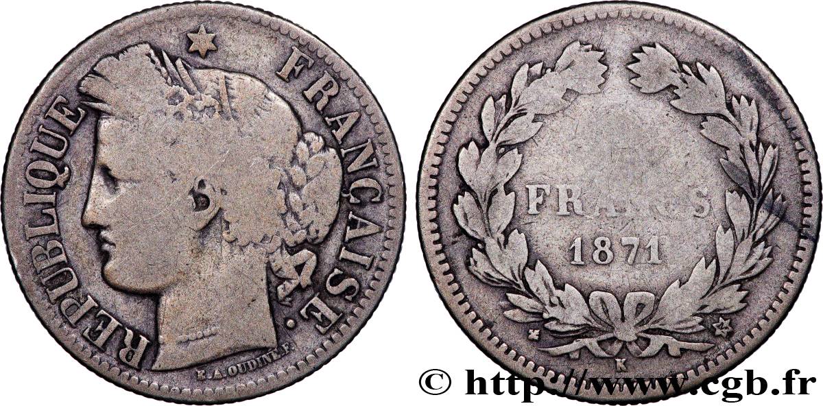 2 francs Cérès, sans légende 1871 Bordeaux F.264/4 B+