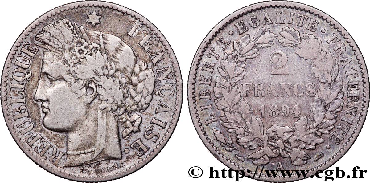 2 francs Cérès, avec légende 1894 Paris F.265/16 TB