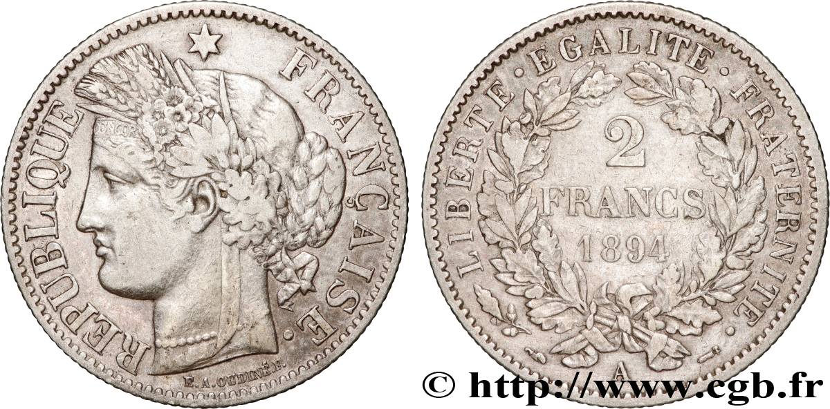 2 francs Cérès, avec légende 1894 Paris F.265/16 TB+