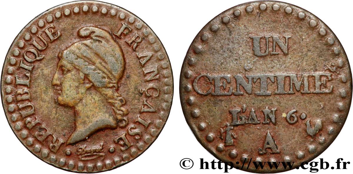Un centime Dupré, Poids lourd 1798 Paris F.100/8 TB+