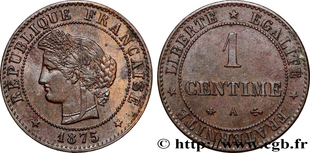 1 centime Cérès 1875 Paris F.104/4 MBC+