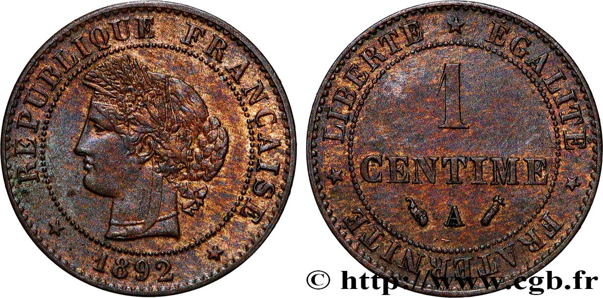 1 centime Cérès 1892 Paris F.104/19 EBC55