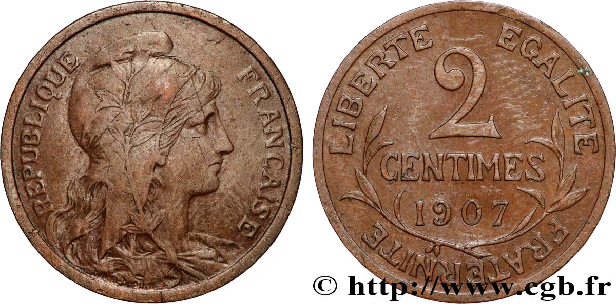 2 centimes Daniel-Dupuis 1907 Paris F.110/10 TB+