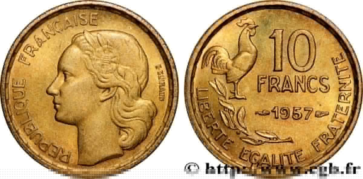 10 francs Guiraud 1957 F.363/13 MS64