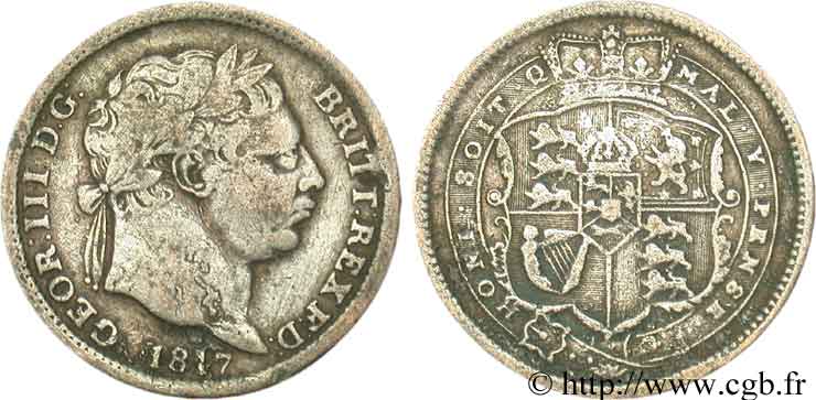 ROYAUME-UNI 1 Shilling Georges III 1817  TB 