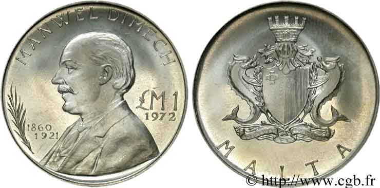 MALTE 1 Lira Manwel Dimech 1972  SPL 