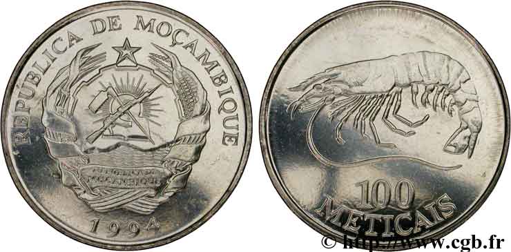 MOZAMBIQUE 100 Meticais Langouste 1994  SPL 