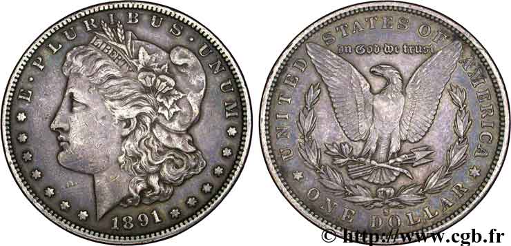 ÉTATS-UNIS D AMÉRIQUE 1 Dollar type Morgan 1891 San Francisco - S TTB 