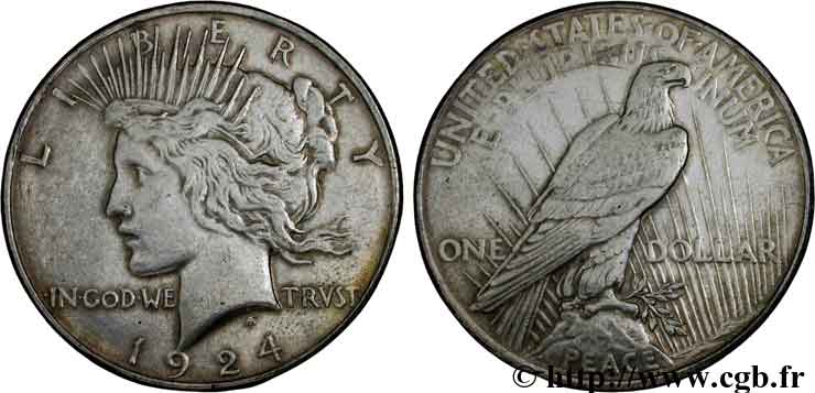 ÉTATS-UNIS D AMÉRIQUE 1 Dollar type Peace 1924 Philadelphie TTB 