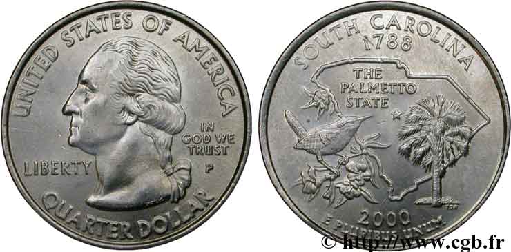 UNITED STATES OF AMERICA 1/4 Dollar Caroline du Sud 2000 Philadelphie MS 