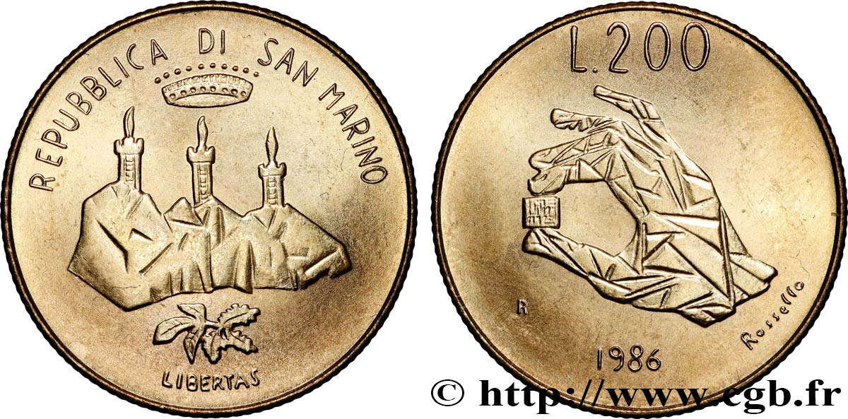 SAN MARINO 200 Lire “l’évolution technologique” 1986 Rome - R fST
