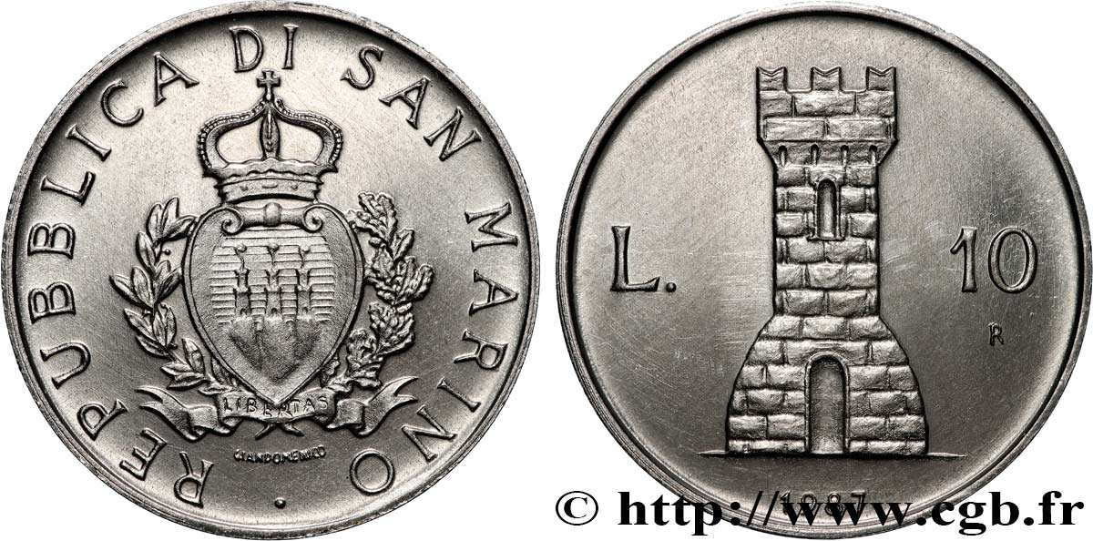 SAN MARINO 10 Lire 15e anniversaire de la reprise du monnayage 1987 Rome - R SC