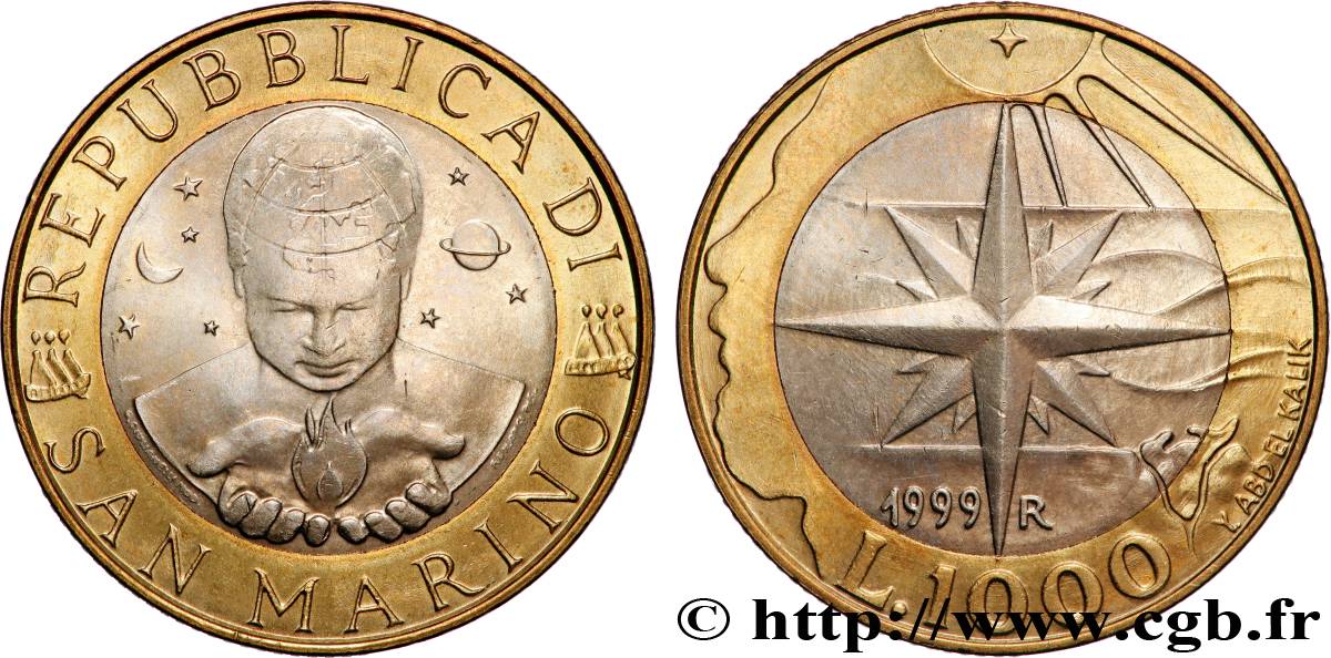 SAINT-MARIN 1000 Lire enfant de l’univers / les explorations 1999 Rome - R SPL