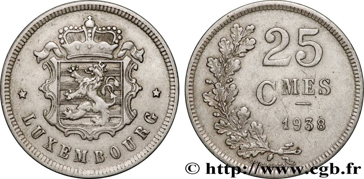 LUXEMBURG 25 Centimes 1938 fVZ