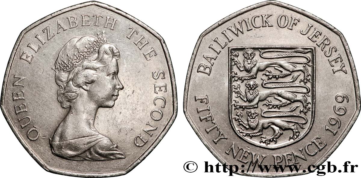 JERSEY 50 New Pence Elisabeth II 1969 fVZ