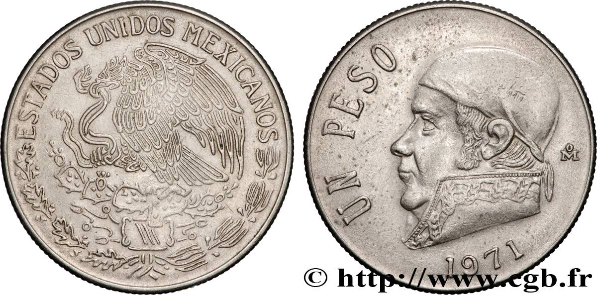 MEXICO 1 Peso Jose Morelos y Pavon 1971 Mexico AU