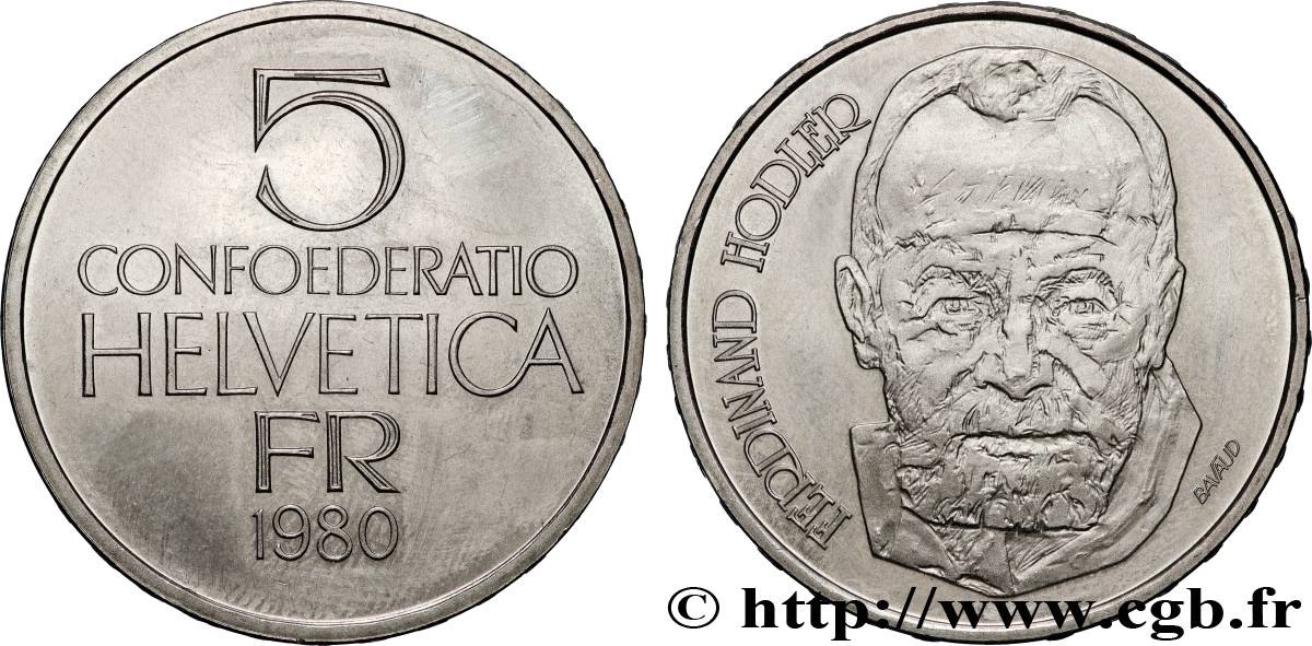 SWITZERLAND 5 Francs peintre Ferdinand Hodler 1980 Berne - B AU