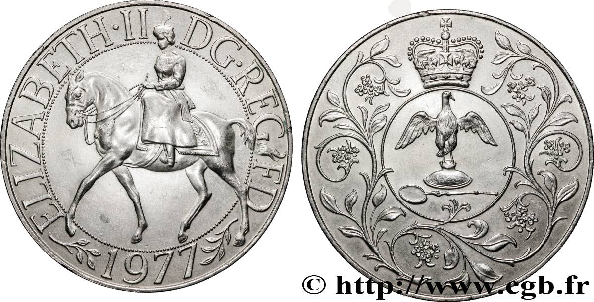 VEREINIGTEN KÖNIGREICH 25 New Pence jubilé d’argent d’Elisabeth II 1977 VZ