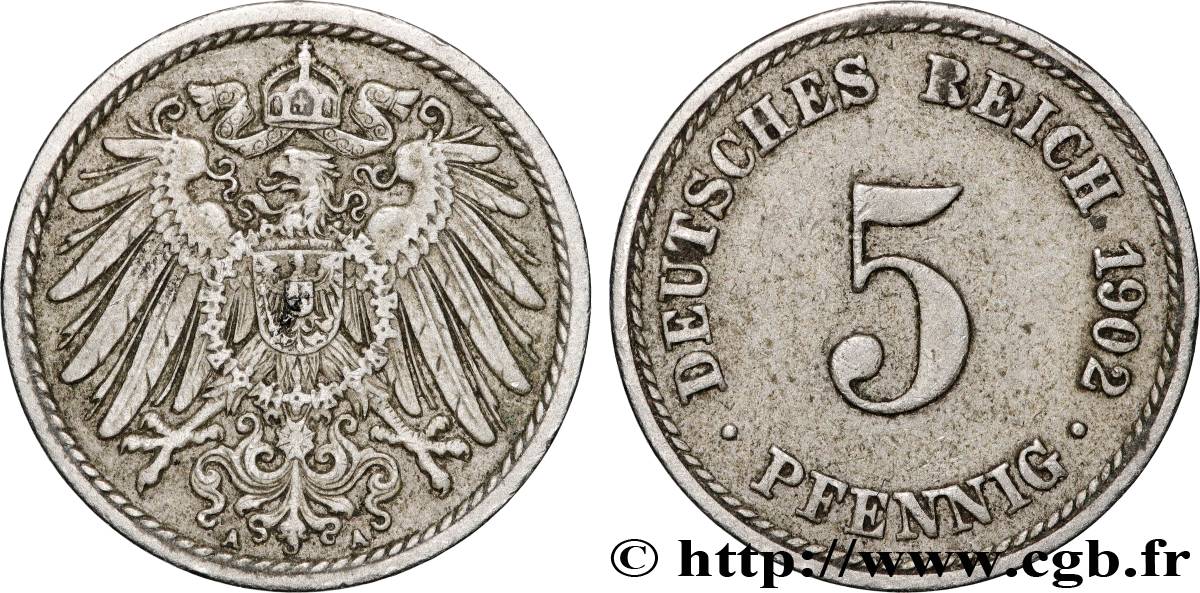 DEUTSCHLAND 5 Pfennig 1902 Berlin SS