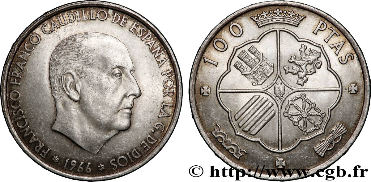 ESPAGNE 100 Pesetas Francisco Franco (1966 dans les étoiles) 1966 Madrid TTB+