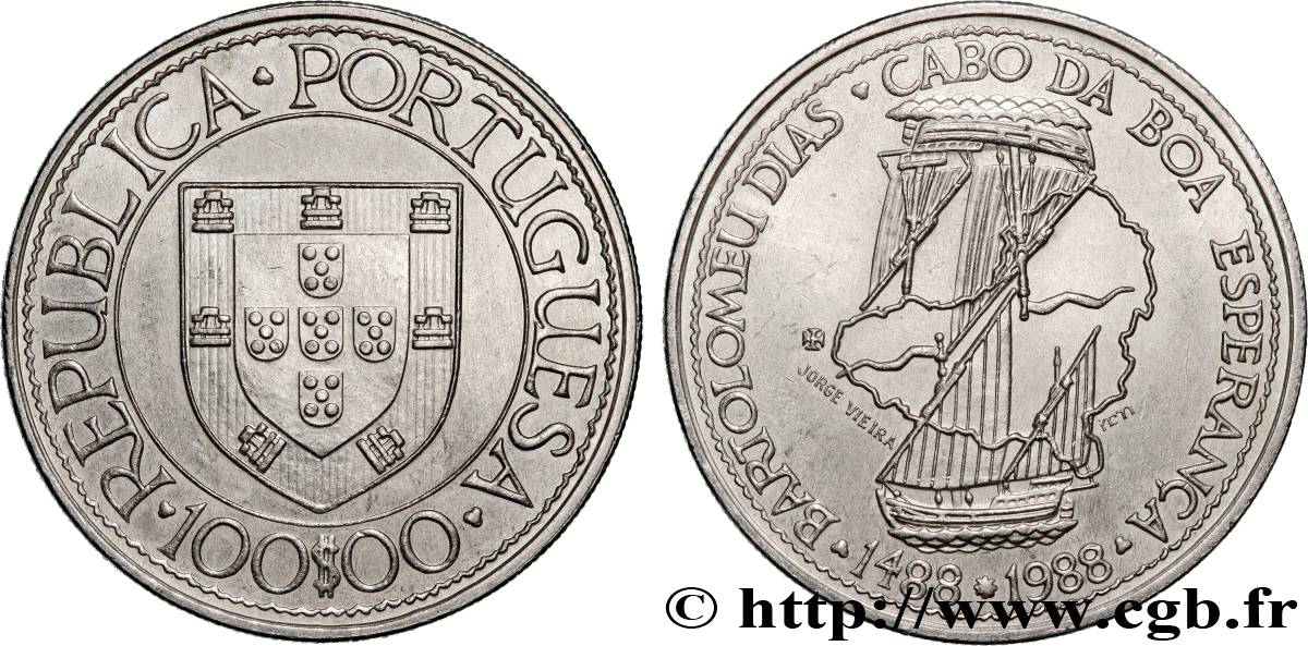 PORTUGAL 100 Escudos Bartolemeu Dias, découverte du Cap de Bonne Espérance 1988 Lisbonne AU