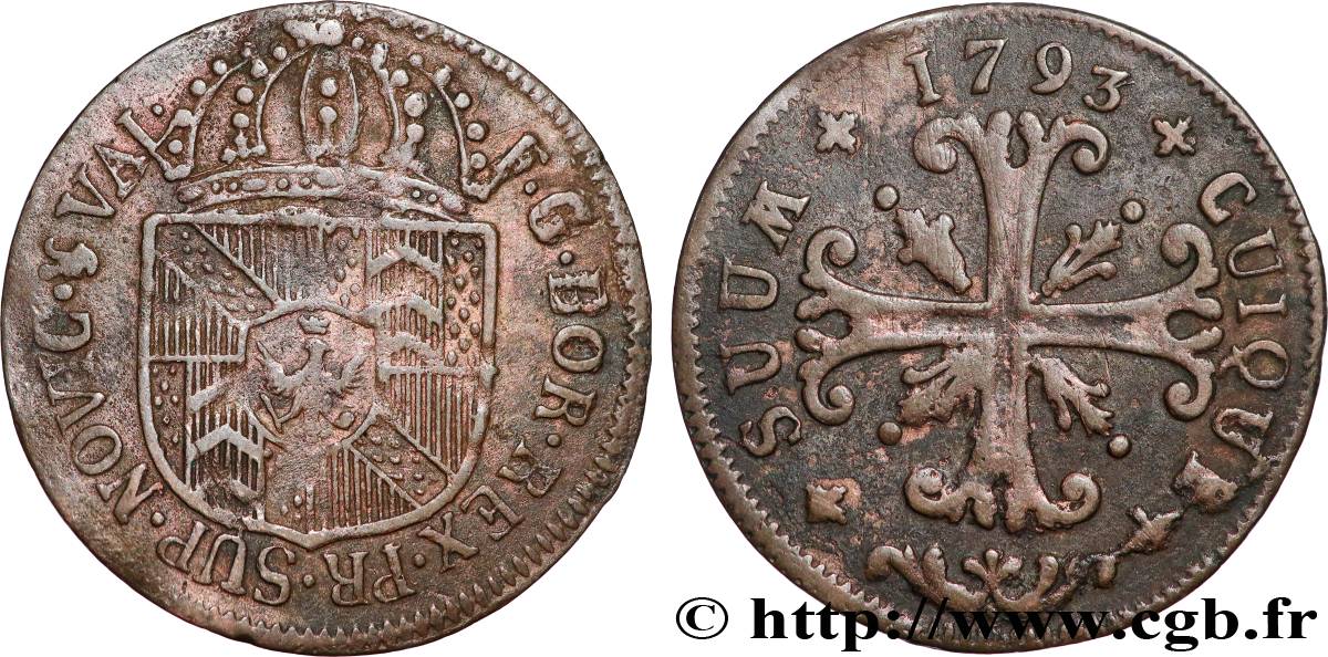 SUISSE - CANTON DE NEUCHATEL 1/2 Batzen 1793 Neuchâtel TB+