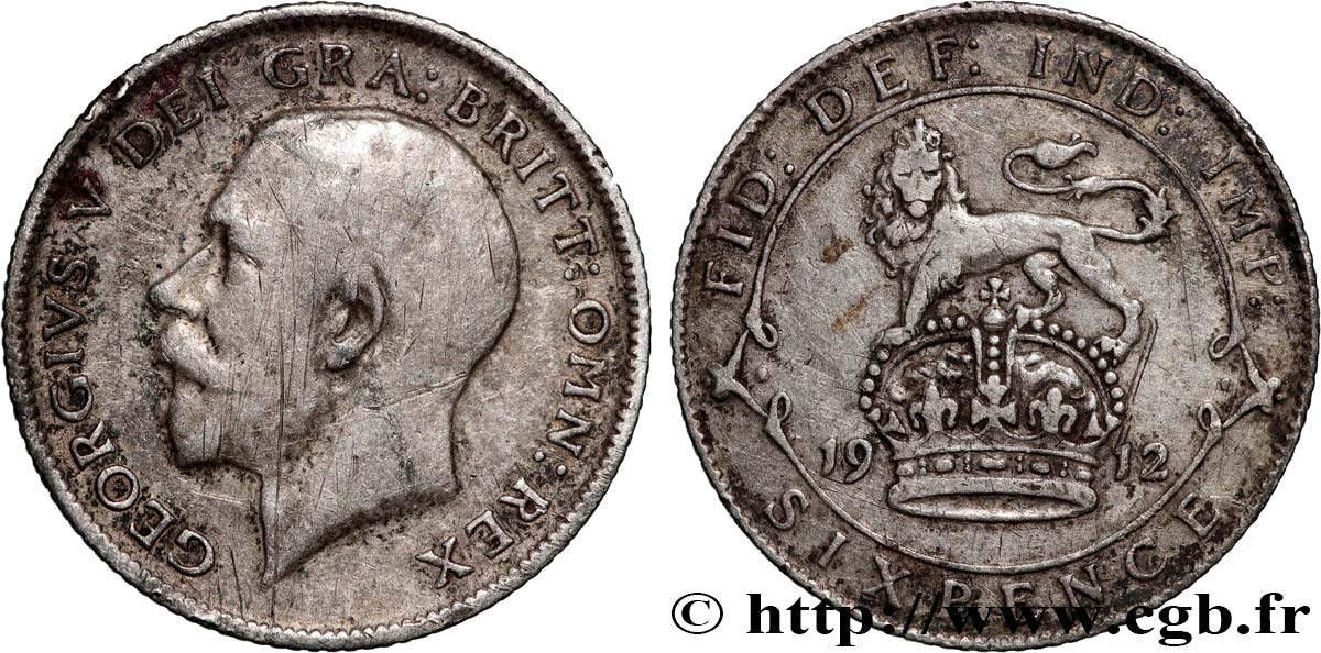 UNITED KINGDOM 6 Pence Georges V 1912 Londres VF