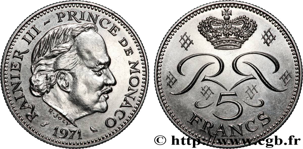 MONACO 5 Francs Rainier III 1971 Paris SC