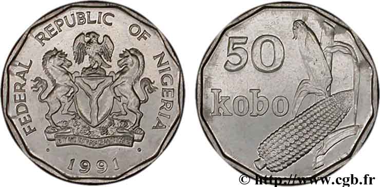 NIGERIA 50 Kobo 1991  SPL 