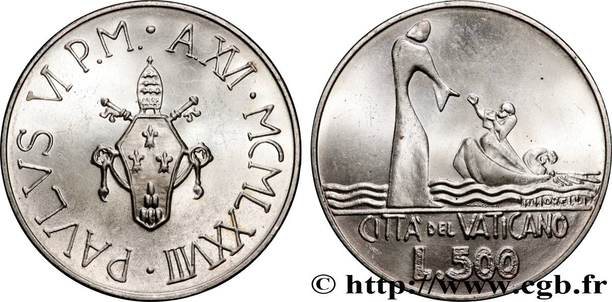 VATICAN ET ÉTATS PONTIFICAUX 500 Lire Paul VI an XVI 1978 Rome SPL