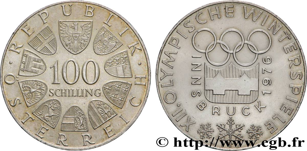 AUTRICHE 100 Schilling J.O. d’hiver d’Innsbruck 1976 (1974) Vienne SUP