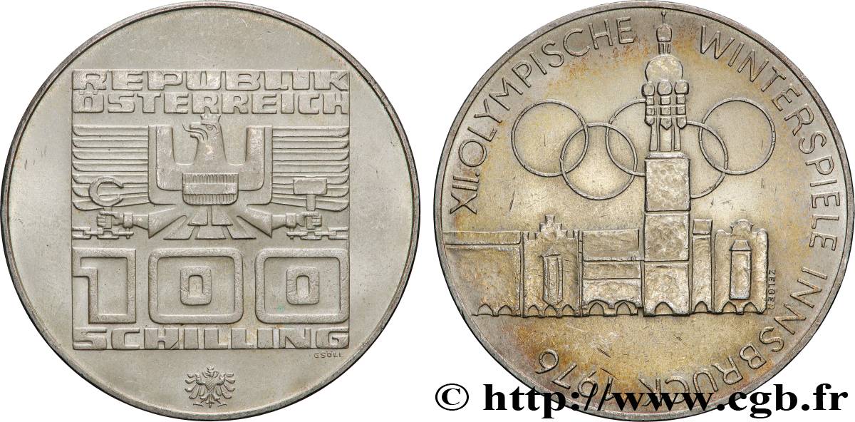 AUTRICHE 100 Schilling JO d’Hiver 1975 Hall SUP