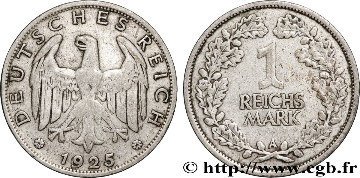 DEUTSCHLAND 1 Reichsmark aigle 1925 Berlin fSS